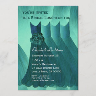 Bridesmaid Brunch Aquamarine Grünkleider Metallisc Einladung