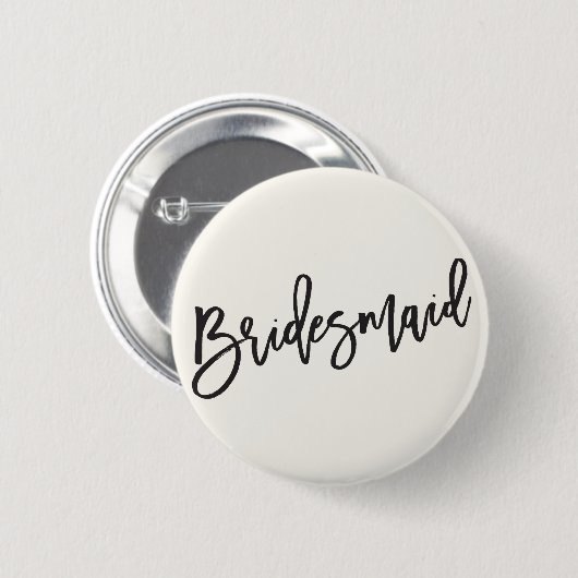 Bridesmaid Brush Script Chic Wedding Brautparty Button (Vorne & Hinten)