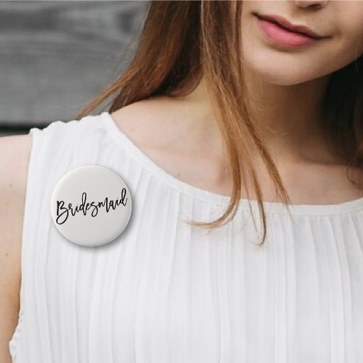 Bridesmaid Brush Script Chic Wedding Brautparty Button