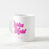 Bridesmaid Bubblegum Pink Retro Individuelle Name Kaffeetasse (Vorderseite Links)