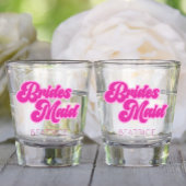 Bridesmaid Bubblegum Pink Retro Individuelle Name Schnapsglas