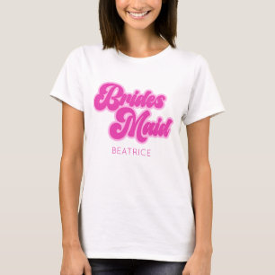 Bridesmaid Bubblegum Pink Retro Individuelle Name T-Shirt