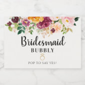 Bridesmaid Bubbly Brautparty Vorschlag Schaumweinetikett (Einzelnes Label)