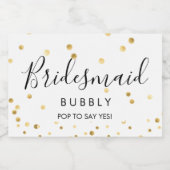 Bridesmaid Bubbly Sparkling Wine Vorschlag Gold Schaumweinetikett (Einzelnes Label)