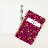 Bridesmaid Burgundy Floral Pattern Notebook Notizblock (Innen)