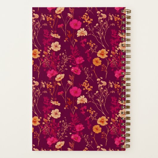 Bridesmaid Burgundy Floral Pattern Notebook Notizblock (Rückseite)