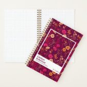 Bridesmaid Burgundy Floral Pattern Swatch Notizblock (Innen)