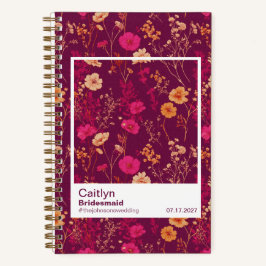 Bridesmaid Burgundy Floral Pattern Swatch Notizblock