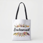 Bridesmaid Burgundy Floral Text Hochzeit im Herbst Tasche (Vorderseite)