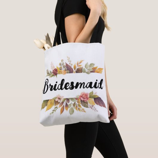 Bridesmaid Burgundy Floral Text Hochzeit im Herbst Tasche (Von Nahem)