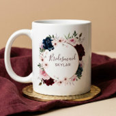 Bridesmaid Burgundy & Navy Rosen Watercolor Wreath Kaffeetasse
