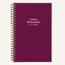 Bridesmaid Burgundy Typographic Notebook Notizblock