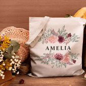 Bridesmaid Burgundy und Rosa Monogramm Name Tragetasche