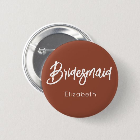 Bridesmaid Burnt Orange Terracotta Wedding Button (Vorne & Hinten)