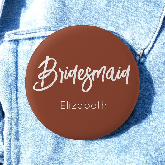 Bridesmaid Burnt Orange Terracotta Wedding Button