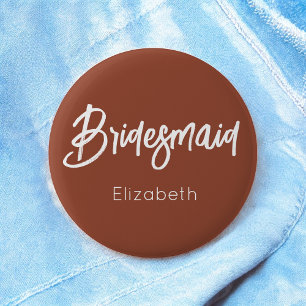 Bridesmaid Burnt Orange Terracotta Wedding Button
