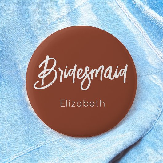 Bridesmaid Burnt Orange Terracotta Wedding Button