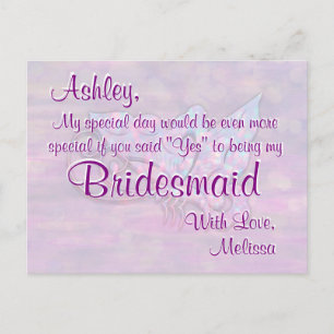 Bridesmaid   Butterfly Bokeh Lights Postkarte