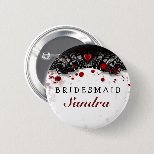 Bridesmaid Button Blood Splatter Halloween Wedding (Vorne & Hinten)