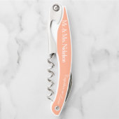 Bridesmaid Cantaloupe Gastgeschenk Hochzeit Corksc Kellnermesser (Vorderseite)