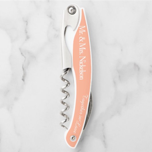 Bridesmaid Cantaloupe Gastgeschenk Hochzeit Corksc Kellnermesser (Vorderseite)