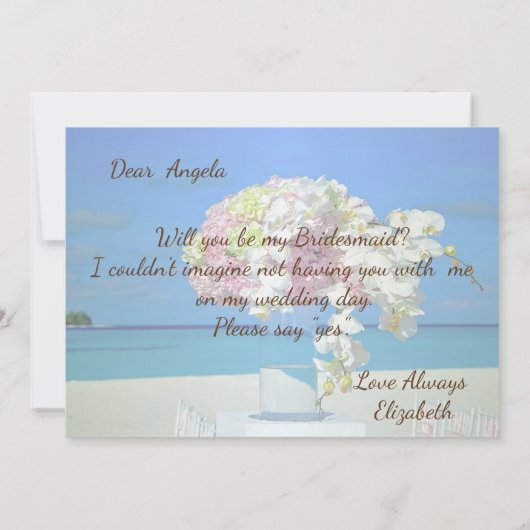 Bridesmaid Card für Beach Wedding Blume Einladung (Rückseite)