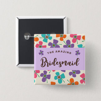 BRIDESMAID Chic Daisies Pop Niedlicher Name Tag Button