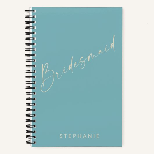Bridesmaid Chic Minimalistisch Personalisiert Aqua Notizblock (Vorderseite)
