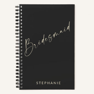 Bridesmaid Chic Minimalistisch Personalisiert Blac Notizblock