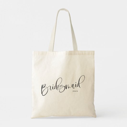 Bridesmaid Chic Script Personalized Tote Bag Tragetasche (Rückseite)