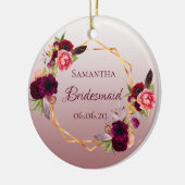 Bridesmaid Cinnamon Rose Florals Bordeaux Keramik Ornament (Links)