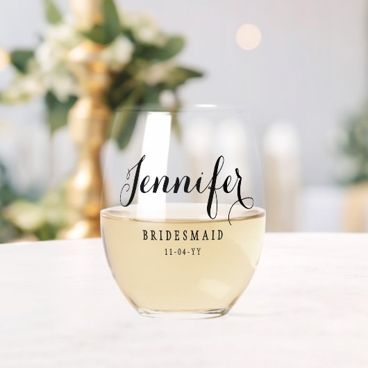 Bridesmaid Custom Personalisiert Name Wedding Part Weinglas Ohne Stiel (Insitu (Hochzeit))