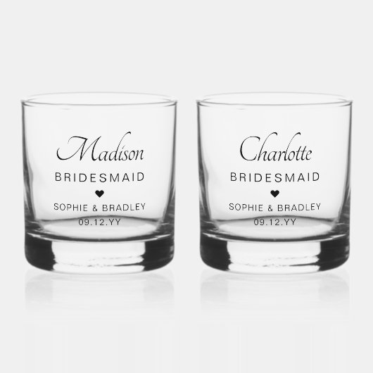 Bridesmaid Custom Personalisiert Name Wedding Part Whiskyglas (Vorderseite)