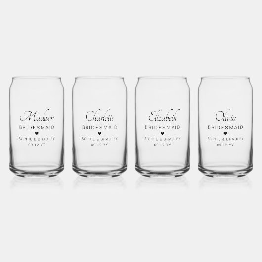 Bridesmaid Custom Personalisiert Names Wedding Par Dosenglas (Vorderseite)