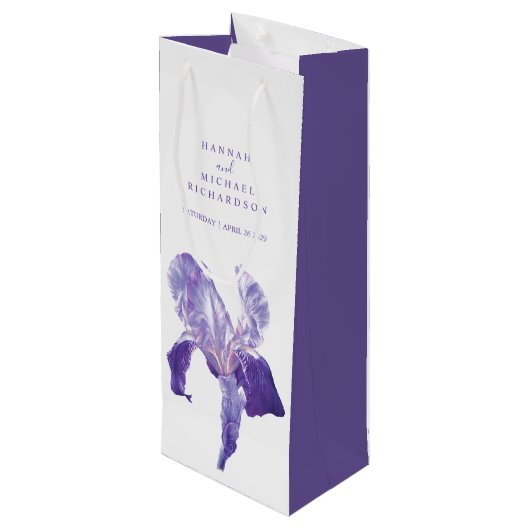 Bridesmaid danke Ihnen Hochzeit Iris Weinbeutel Geschenktüte Für Weinflaschen (Rückseite Schrägansicht)