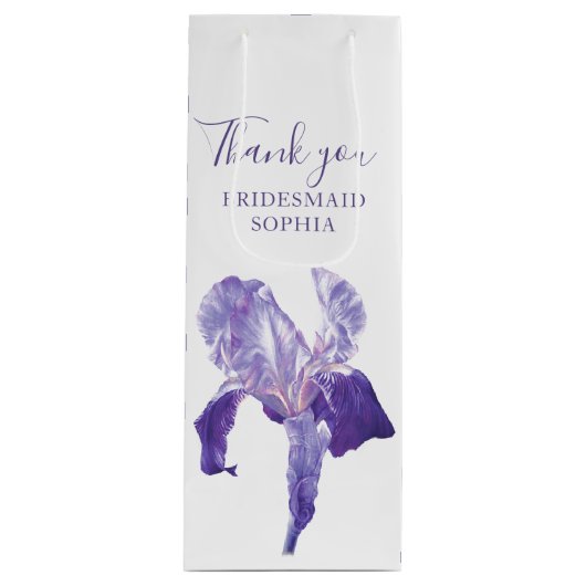 Bridesmaid danke Ihnen Hochzeit Iris Weinbeutel Geschenktüte Für Weinflaschen (Vorderseite)