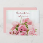 Bridesmaid Danke, Pink Roses Postkarte (Vorne/Hinten)