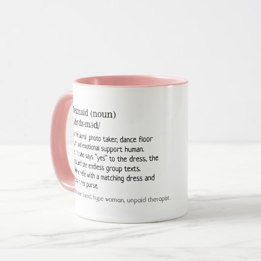 Bridesmaid Definition heartfelt Geschenk Tasse (Vorderseite Links)