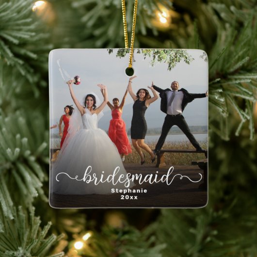 Bridesmaid Doppelseitiges Foto für kurzes SkriptOv Keramikornament (Baum)