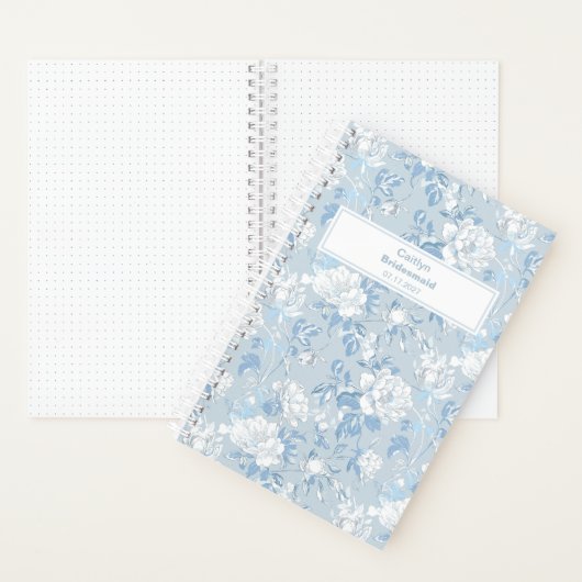 Bridesmaid Dusty Blue Floral Pattern Notizblock (Innen)
