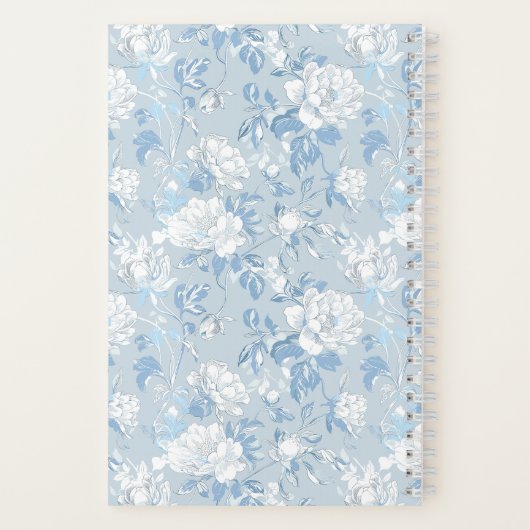 Bridesmaid Dusty Blue Floral Pattern Notizblock (Rückseite)