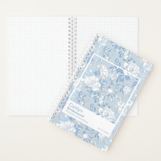Bridesmaid Dusty Blue Floral Pattern Swatch Notizblock (Innen)