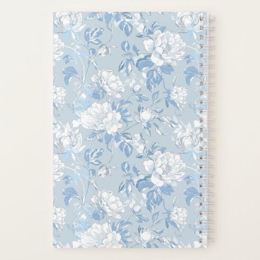 Bridesmaid Dusty Blue Floral Pattern Swatch Notizblock (Rückseite)