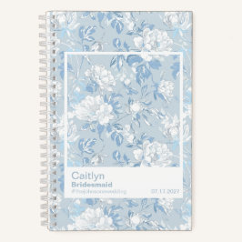 Bridesmaid Dusty Blue Floral Pattern Swatch Notizblock