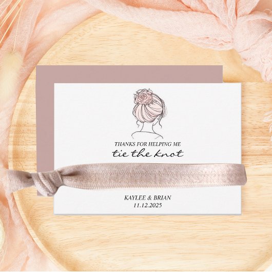 Bridesmaid Dusty Pink Haargummi Holder Begleitkarte