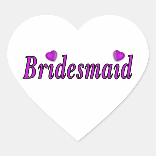 Bridesmaid Einfach Liebe Herz-Aufkleber (Vorderseite)