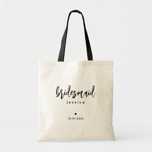 Bridesmaid | Einfache, moderne Script Tote Bag Tragetasche (Vorne)
