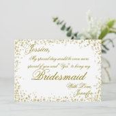 Bridesmaid | Elegant Gold Confetti Einladung (Stehend Vorderseite)