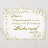 Bridesmaid | Elegant Gold Confetti Einladung (Vorne/Hinten)