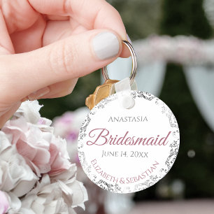 Bridesmaid Elegant Wedding Geschenk Dusty Rose Schlüsselanhänger